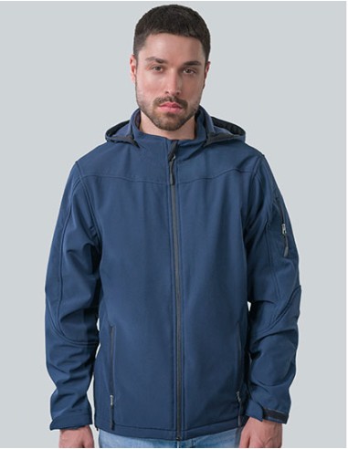 H-1101-Mens Hooded Soft-Shell Jacket